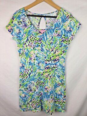 Lilly Pulitzer Women's Daniella Dress Size Small Blue Sea Soiree Short Sleeve